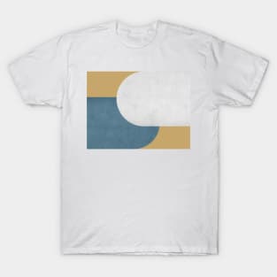 Half Circle Colorblock - Gold Blue and White T-Shirt